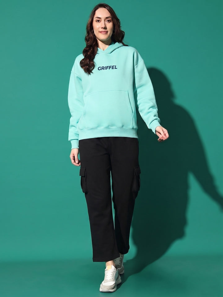 Not You Again Oversized Cotton Fleece Seagreen Hoodie