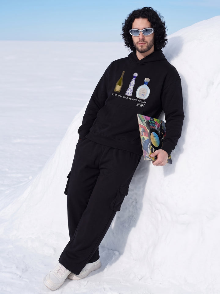 Friday Oversized cotton Fleece Hoodie