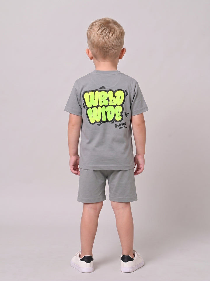 WORLDWIDE BOYS GREY T-SHIRT AND SHORTS SET 🌍