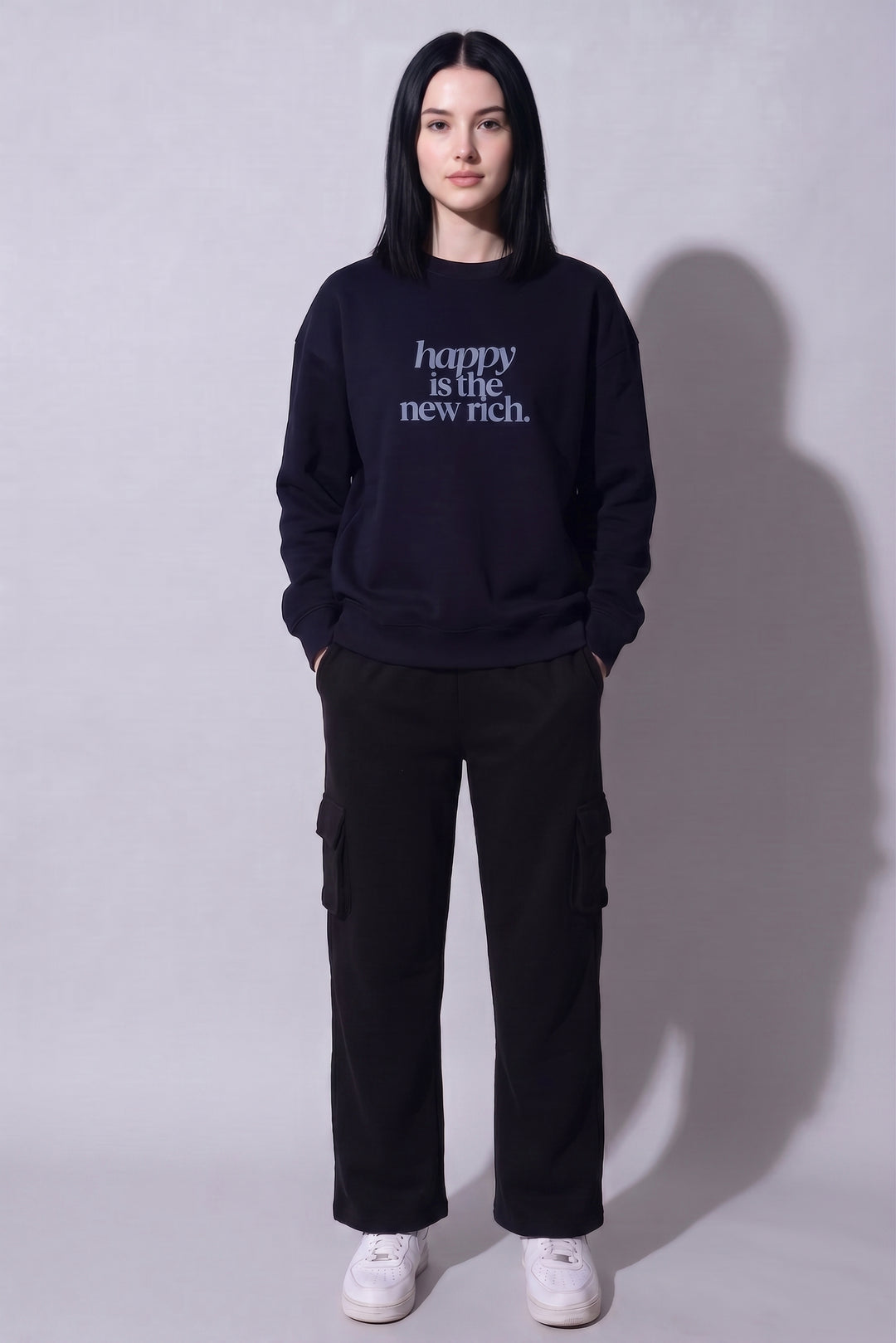 HAPPY RICH Cotton Fleece Oversized Round Neck Tracksuit For Women