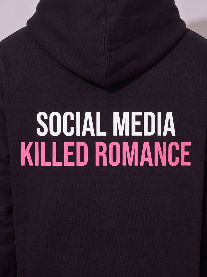 Social Media Killed Romance Oversized cotton Fleece Hoodie