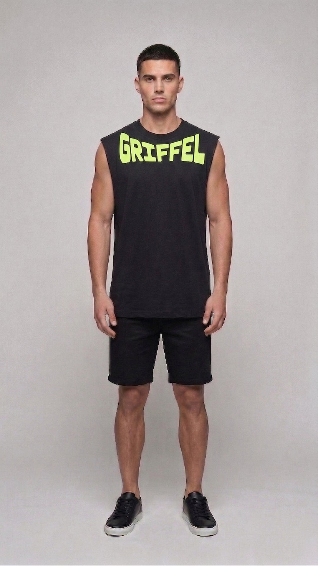 GRIFFEL GLOW Cotton Black Easy Fit Tank 🌟