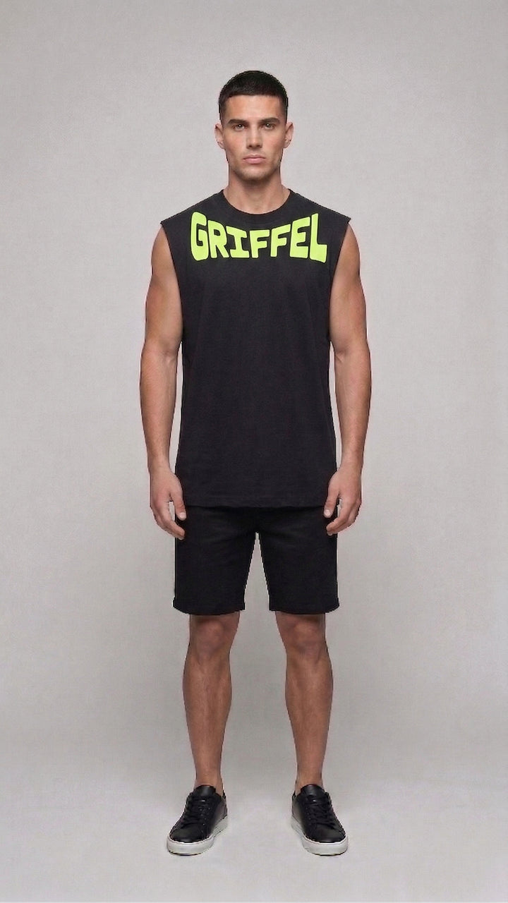 GRIFFEL GLOW Cotton Black Easy Fit Tank 🌟