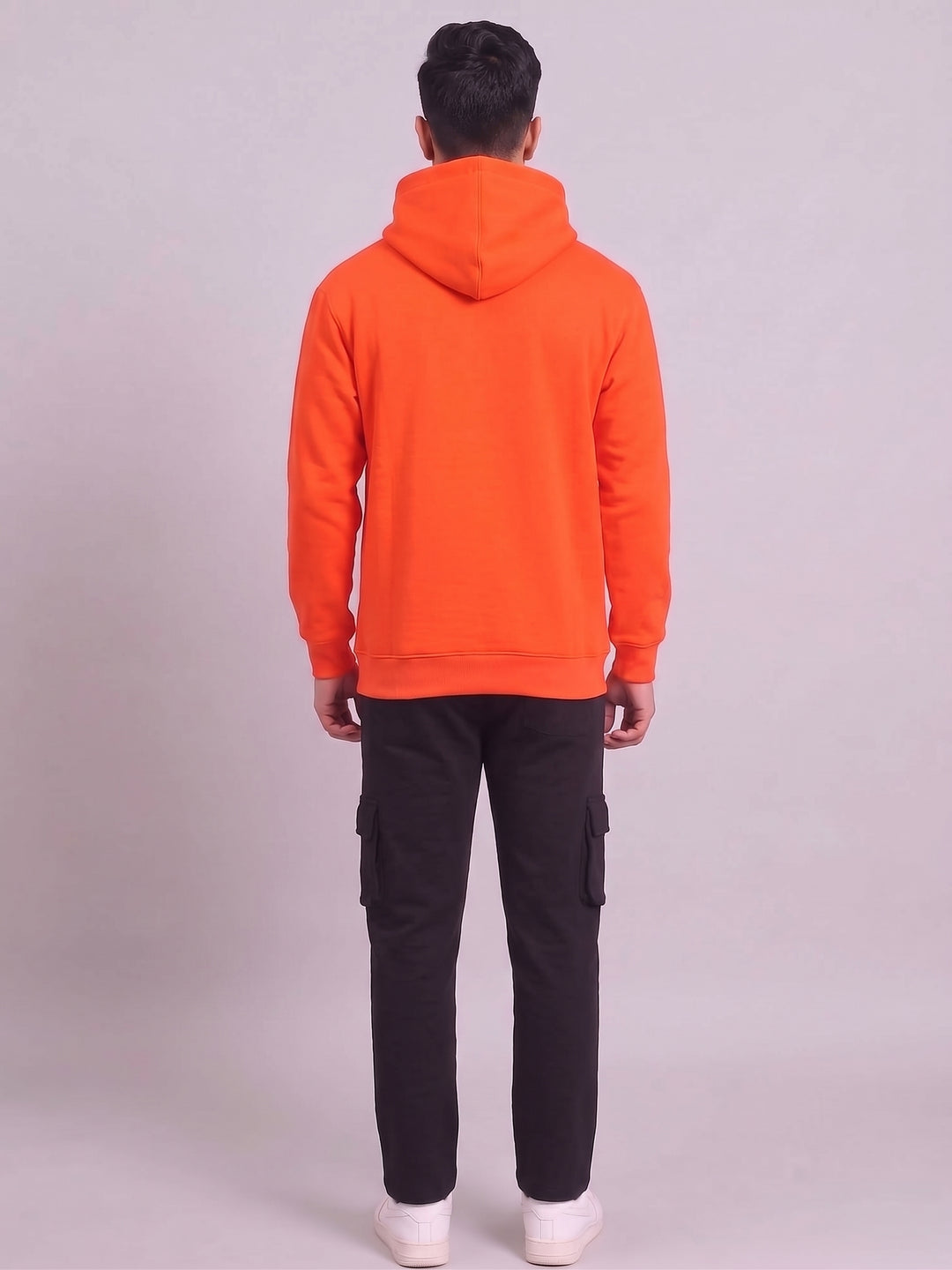 CAMPUS Oversized cotton Fleece Orange Hoodie For Men