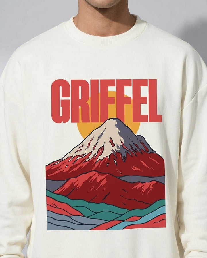 FUJI DRIFT Shot Oversized Cotton Fleece Off-White Sweatshirt