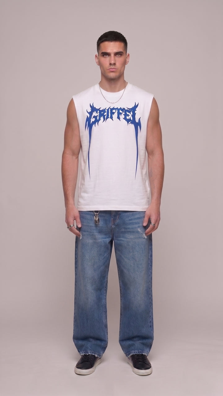 Aftershock Cotton White Easy Fit Tank 🌩️