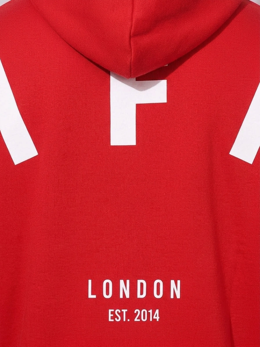BACK GRIFFEL Oversized Cotton Fleece Red Tracksuit For Men