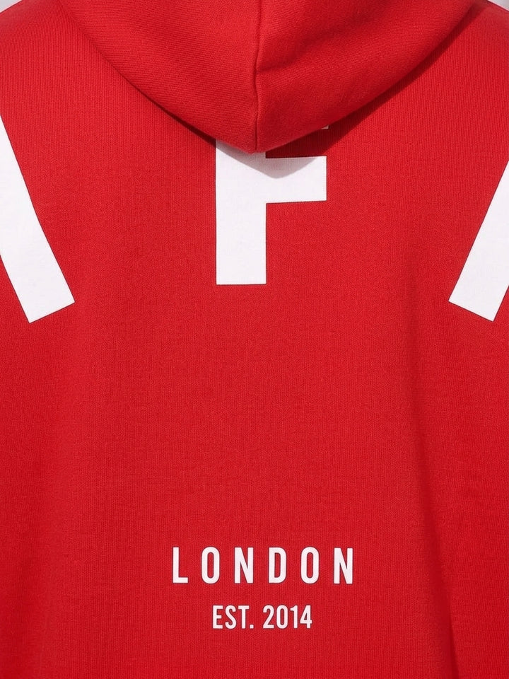 BACK GRIFFEL Oversized Cotton Fleece Red Tracksuit For Men