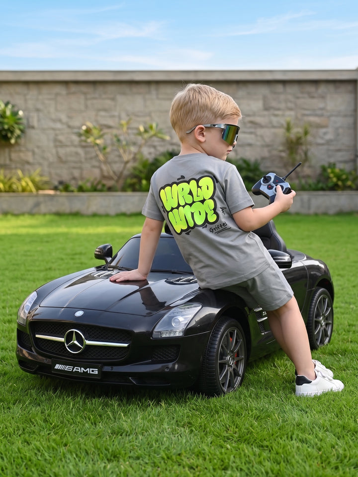 WORLDWIDE BOYS GREY T-SHIRT AND SHORTS SET 🌍