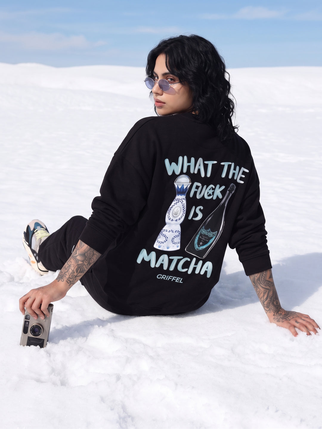 What The Fuck Is Matcha Cotton Fleece Oversized Round Neck Tracksuit For Women