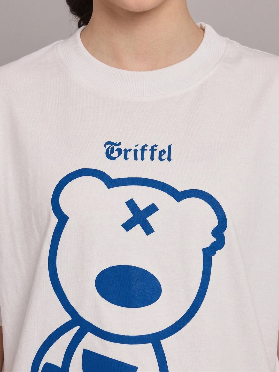 Side teddy in Blue OVERSIZED Cotton T-SHIRT 🔵