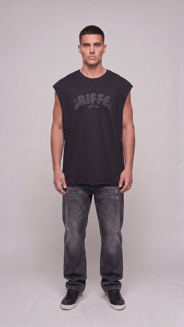 Black on Black Cotton Black Easy Fit Tank 😎