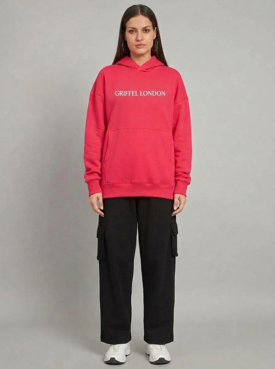 CATIEE BADDIE Oversized Cotton Fleece Pink Hoodie Women