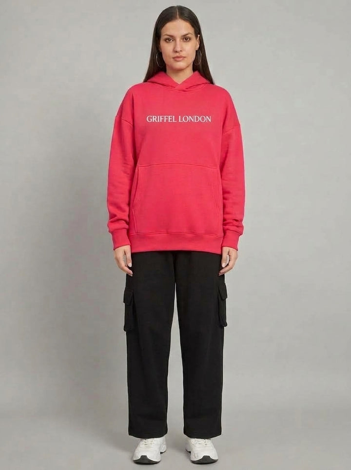 CATIEE BADDIE Oversized Cotton Fleece Pink Hoodie Women