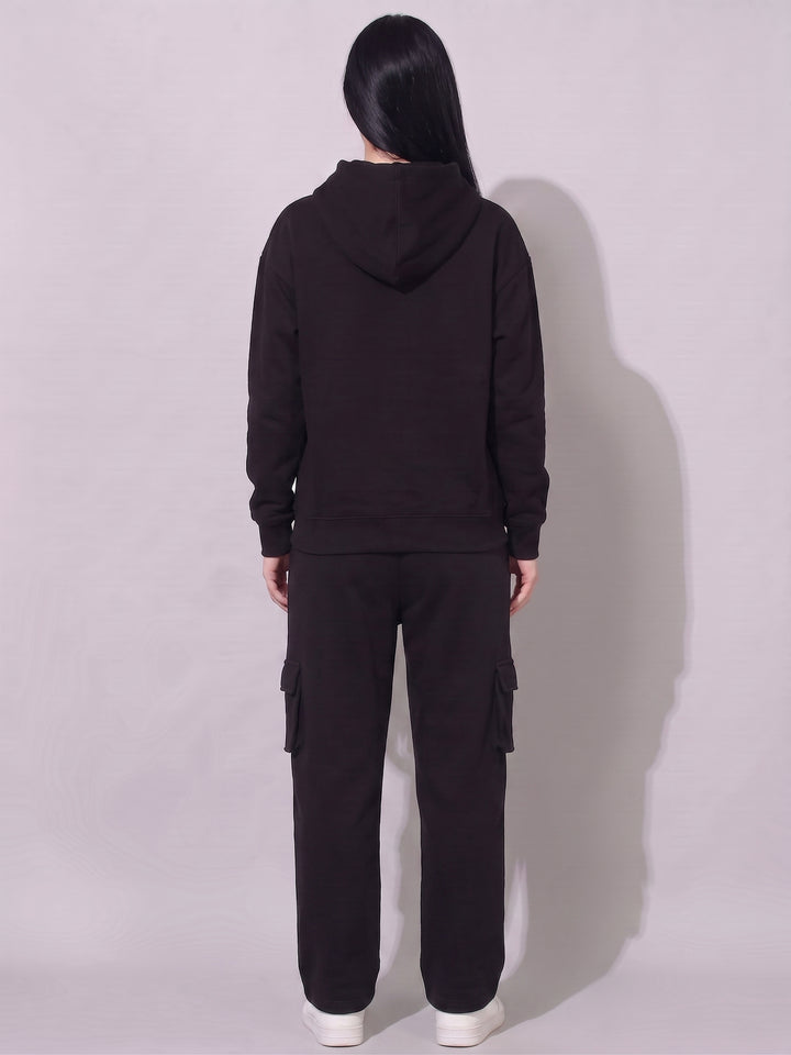 LITTLE HEART Oversized Cotton Fleece Black Hoodie 🖤