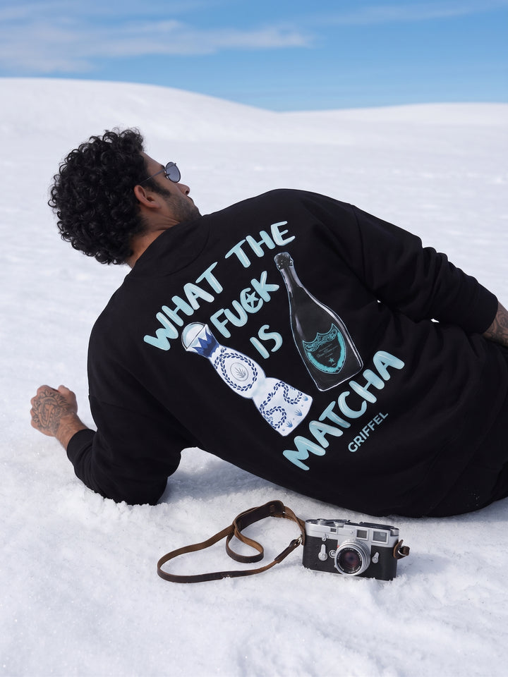 WHAT THE FUCK IS MATCHA Cotton Fleece Oversized Sweatshirt For Men