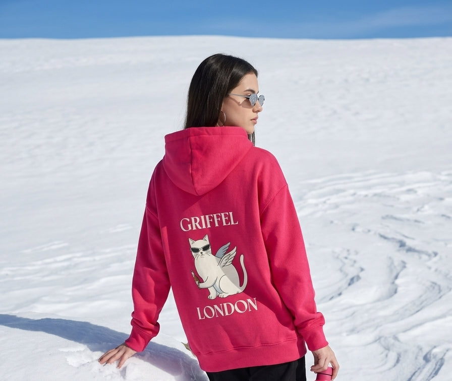 CATIEE BADDIE Oversized Cotton Fleece Pink Hoodie Women