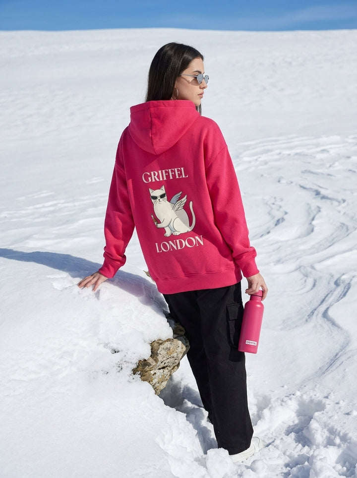 CATIEE BADDIE Cotton Fleece Oversized Hoodie PINK Tracksuit For Women