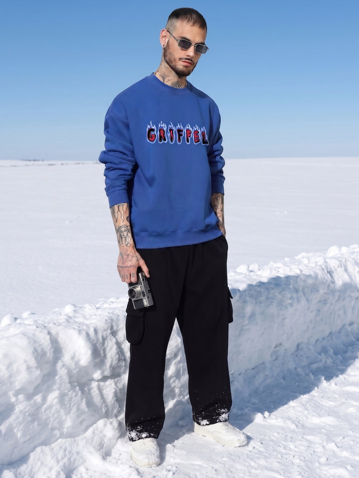 Cold Burn Cotton Fleece Oversized Round Neck Tracksuit For Men