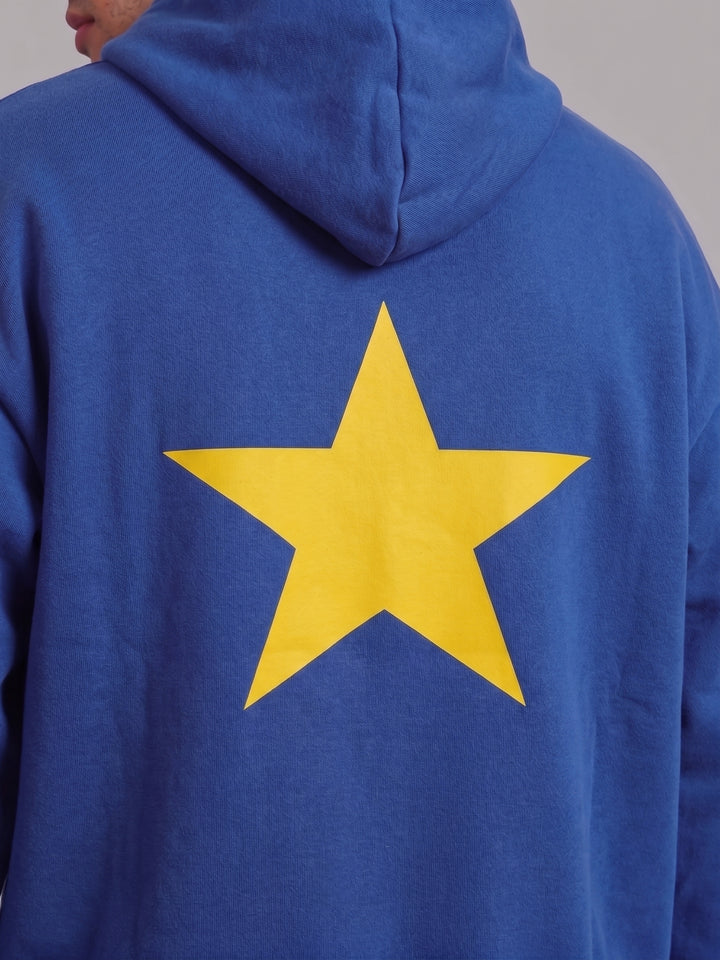 Yellow Back Star Oversized cotton Fleece Hoodie
