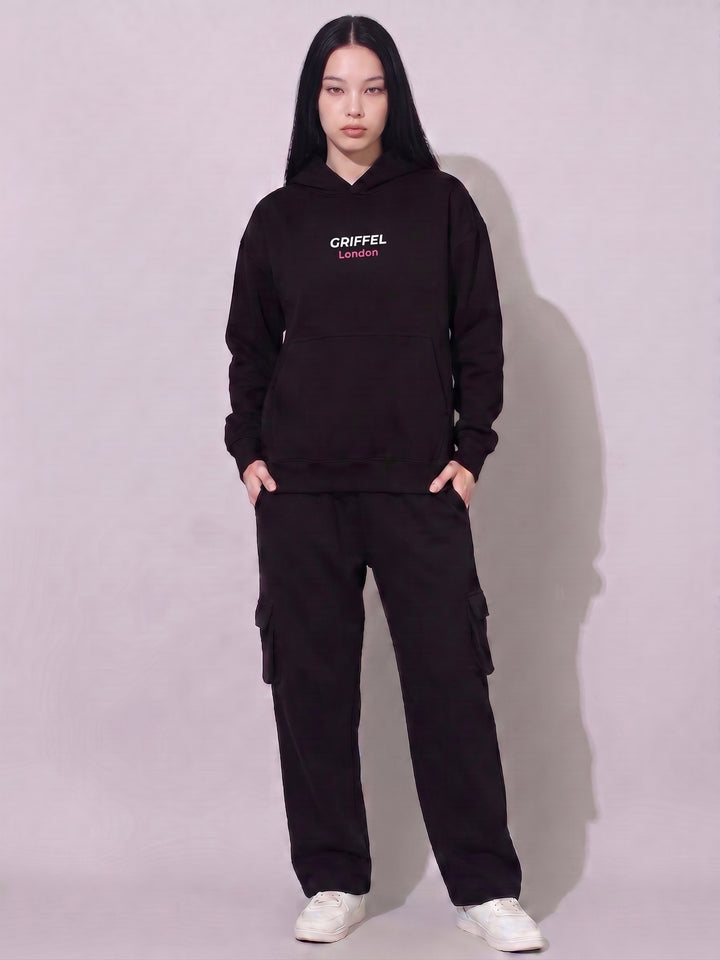 Social Media Killed Romance Oversized Cotton Fleece Black Hoodie