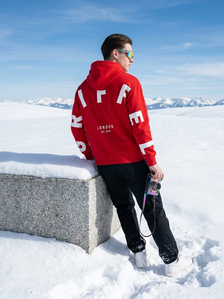 BACK GRIFFEL Oversized Cotton Fleece Red Tracksuit For Men