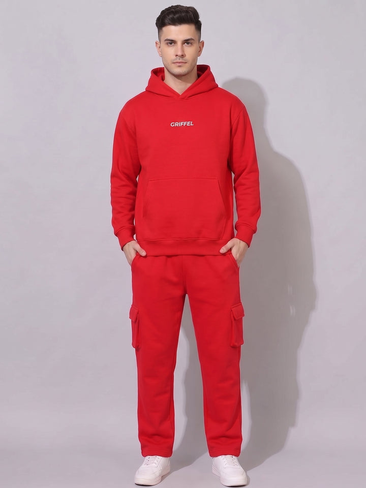 BASIC GRIFFEL Oversized Cotton Fleece Red Sweatshirt 🍎