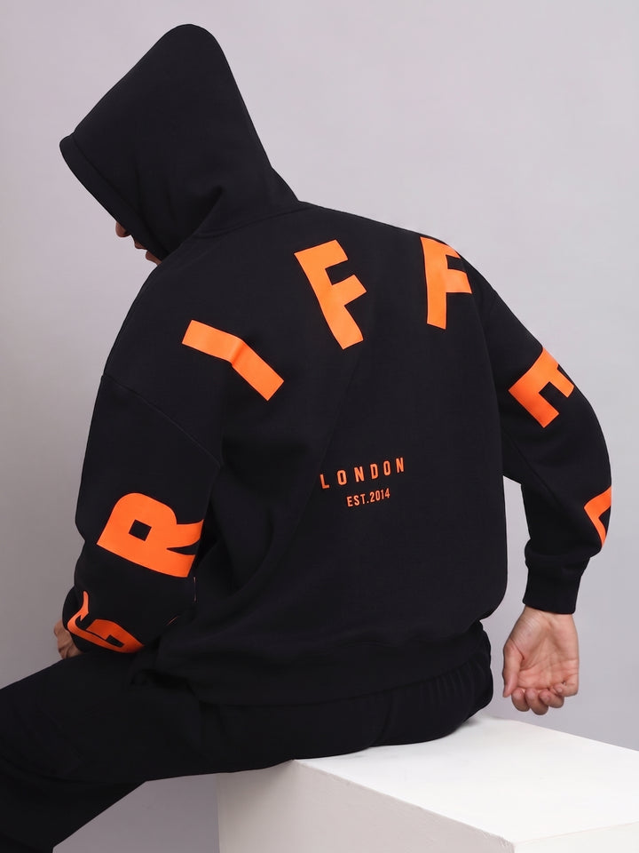 Back Griffel Orange Oversized cotton Fleece Hoodie