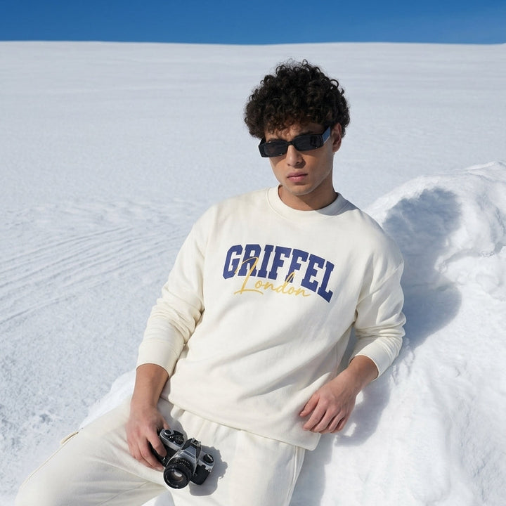Old Money Oversized Cotton Fleece Off-White Sweatshirt For Men