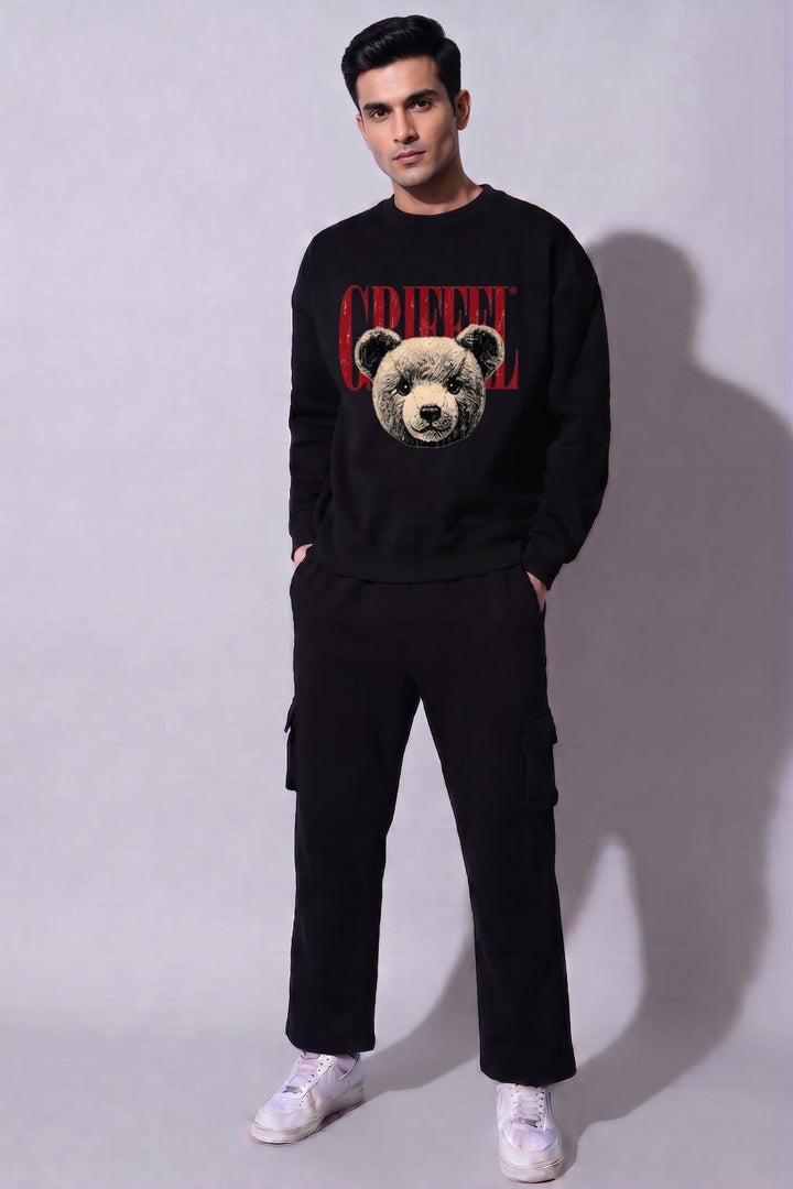 Grizzly Bear Oversized cotton Fleece Sweatshirt