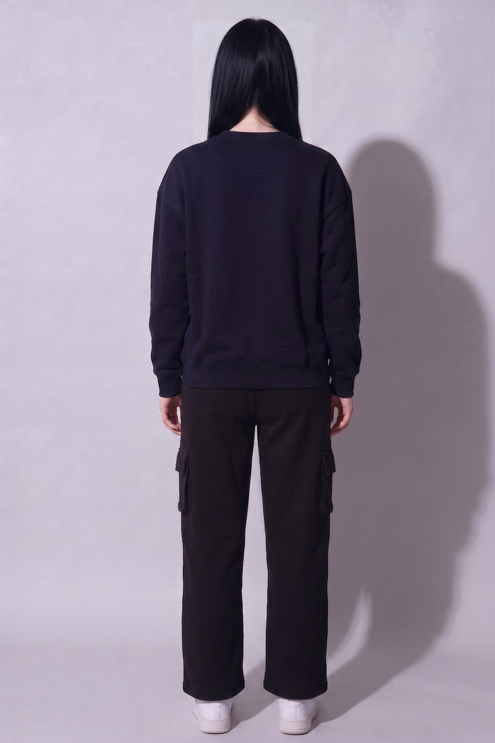 Griffel Candy Oversized Cotton Fleece Navy Blue Sweatshirt