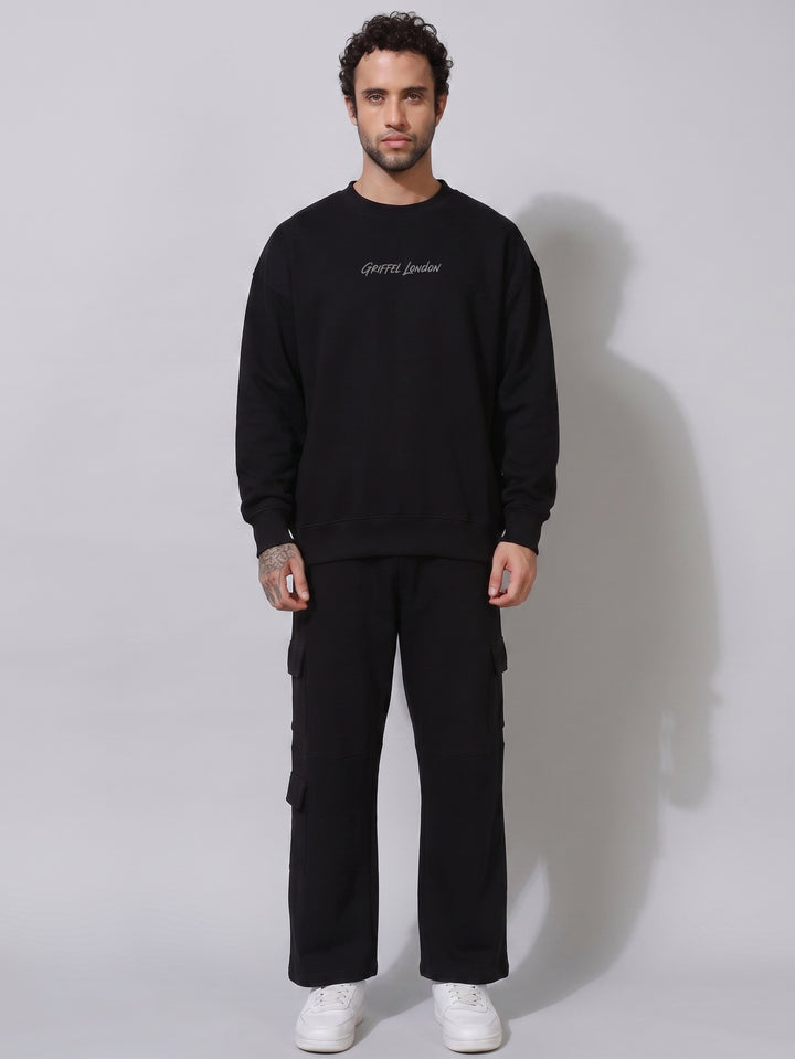 Abstract Oversized cotton Fleece Sweatshirt
