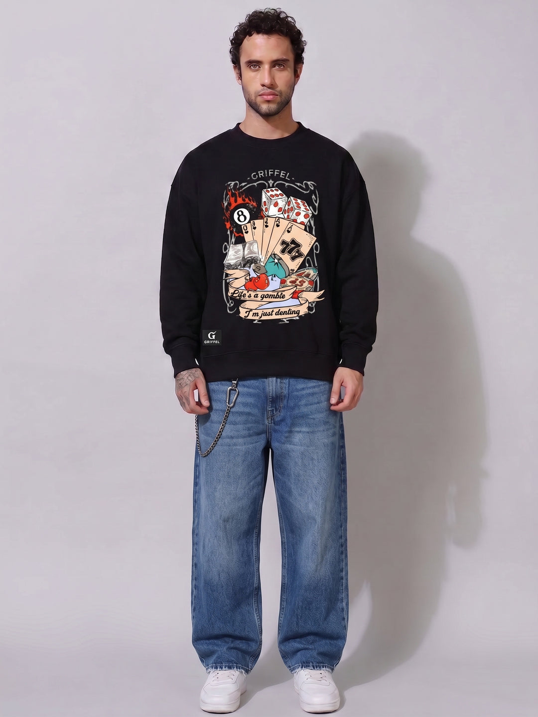 DEALER'S CHOICE Cotton Fleece Oversized Sweatshirt For Men