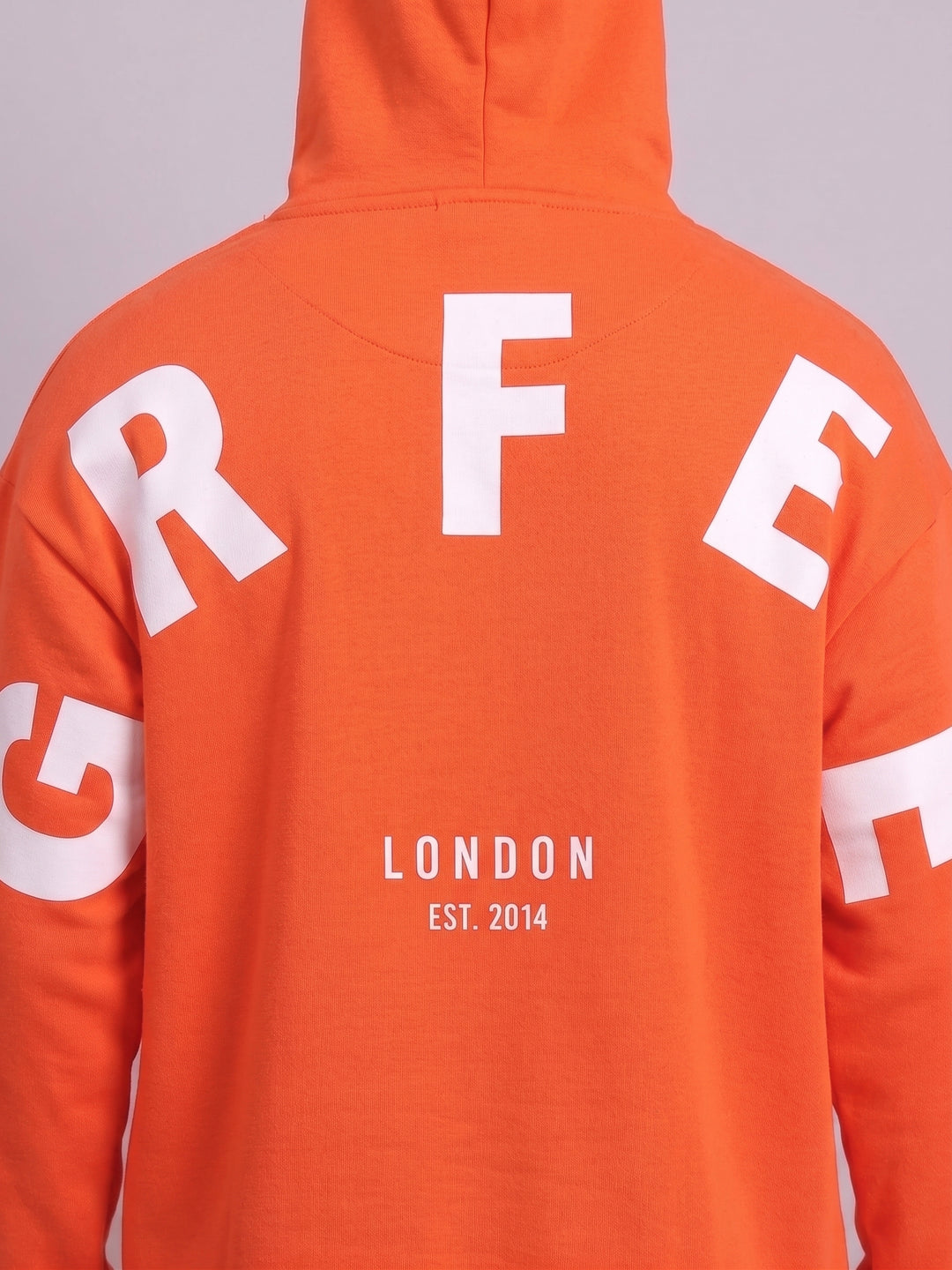 WHITE BACK GRIFFEL Oversized Cotton Fleece Orange Hoodie For Women