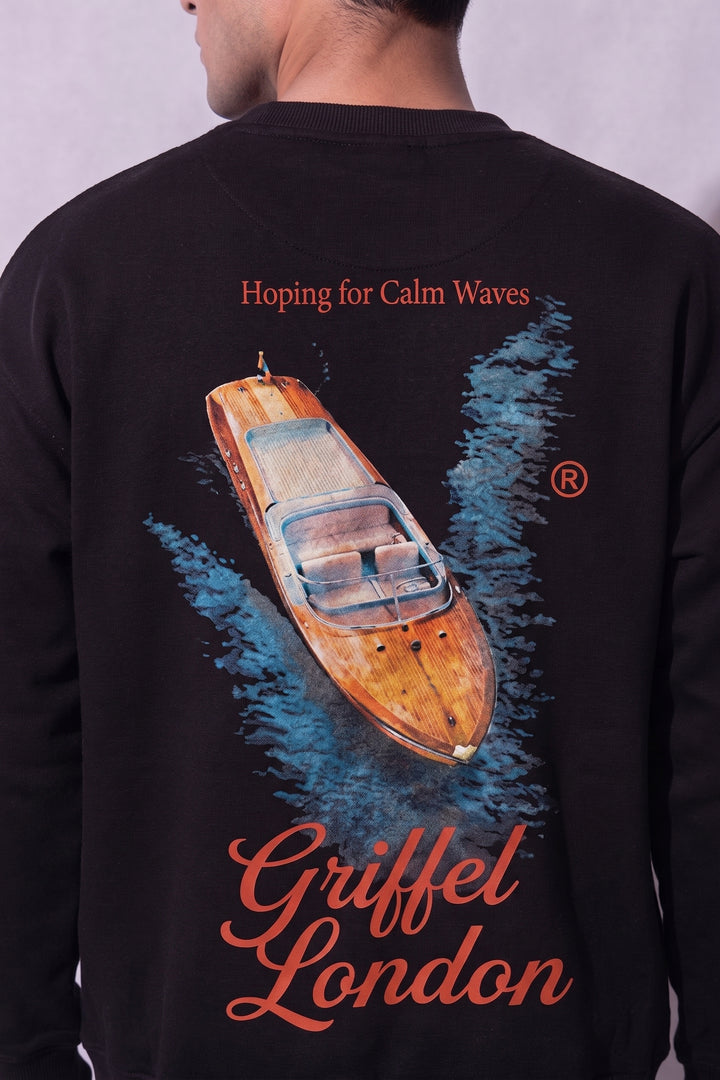 Calm Waves Oversized cotton Fleece Sweatshirt