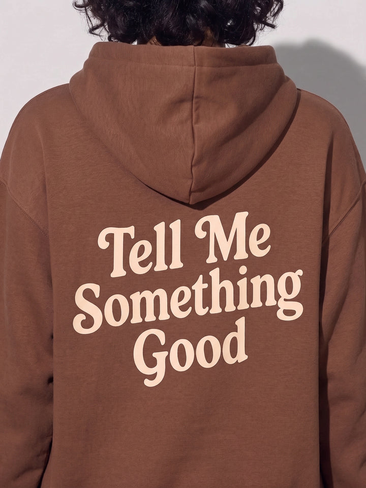 TELL ME SOMETHING GOOD Oversized Cotton Fleece BROWN Hoodie For Women
