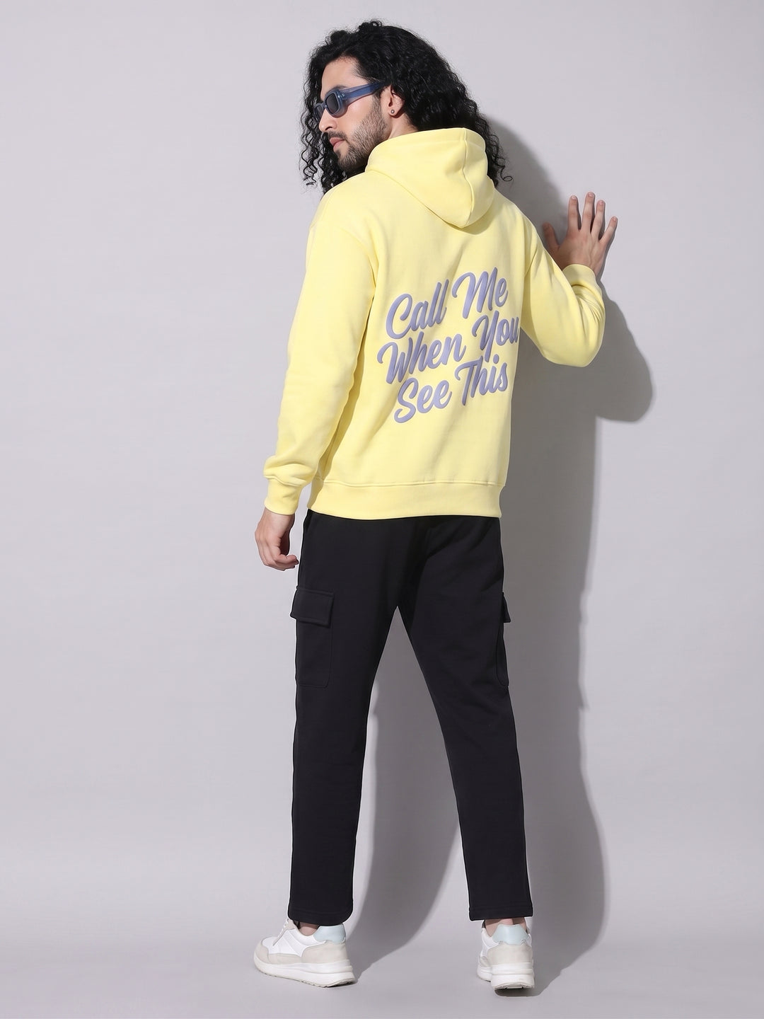 Call Me When You See This Oversized cotton Fleece Hoodie