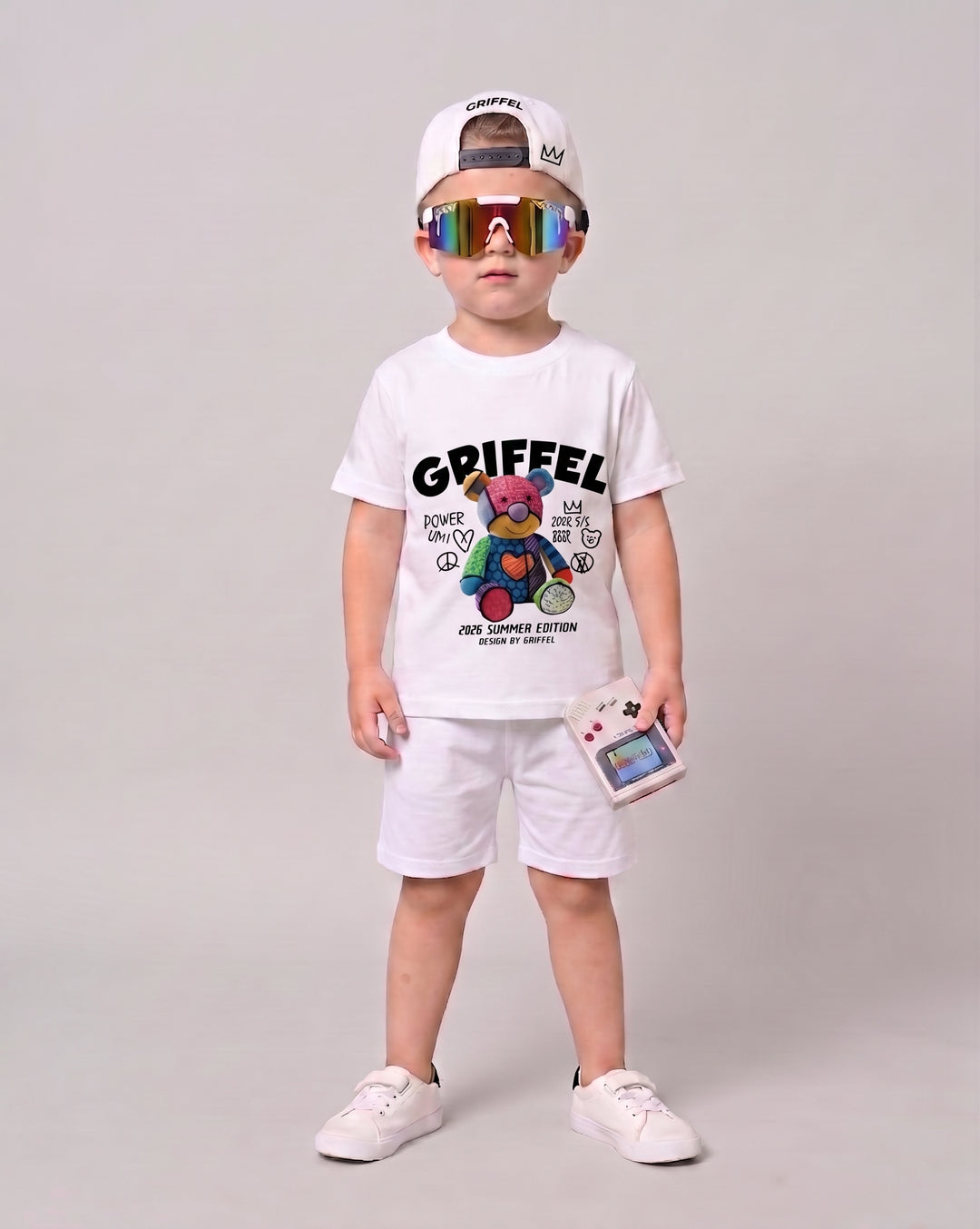 Summed Teddy BOYS WHITE OVERSIZED T-SHIRT AND SHORTS SET 🐻