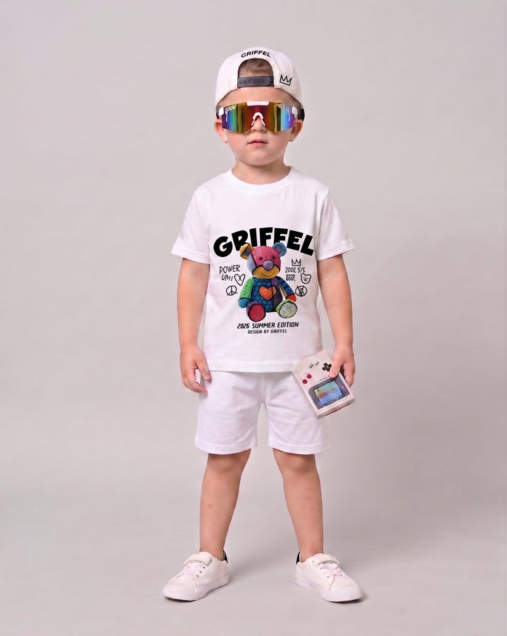 Summed Teddy BOYS WHITE OVERSIZED T-SHIRT AND SHORTS SET 🐻