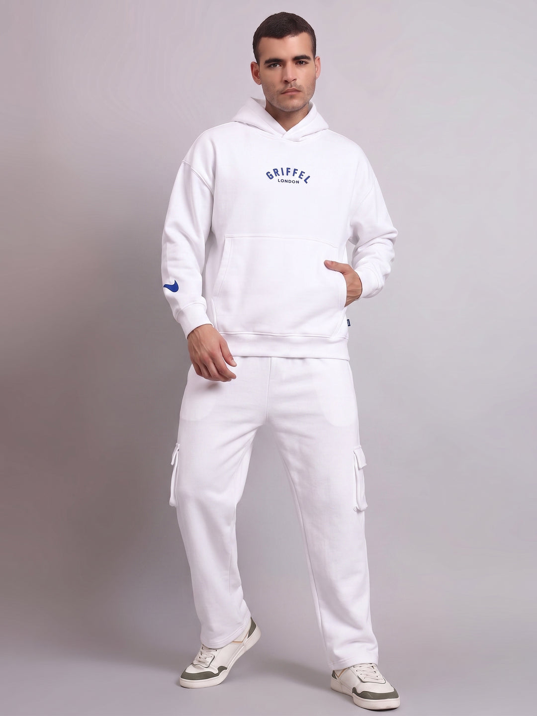 BACK GRIFFEL Cotton Fleece Oversized Off-White Tracksuit For Men