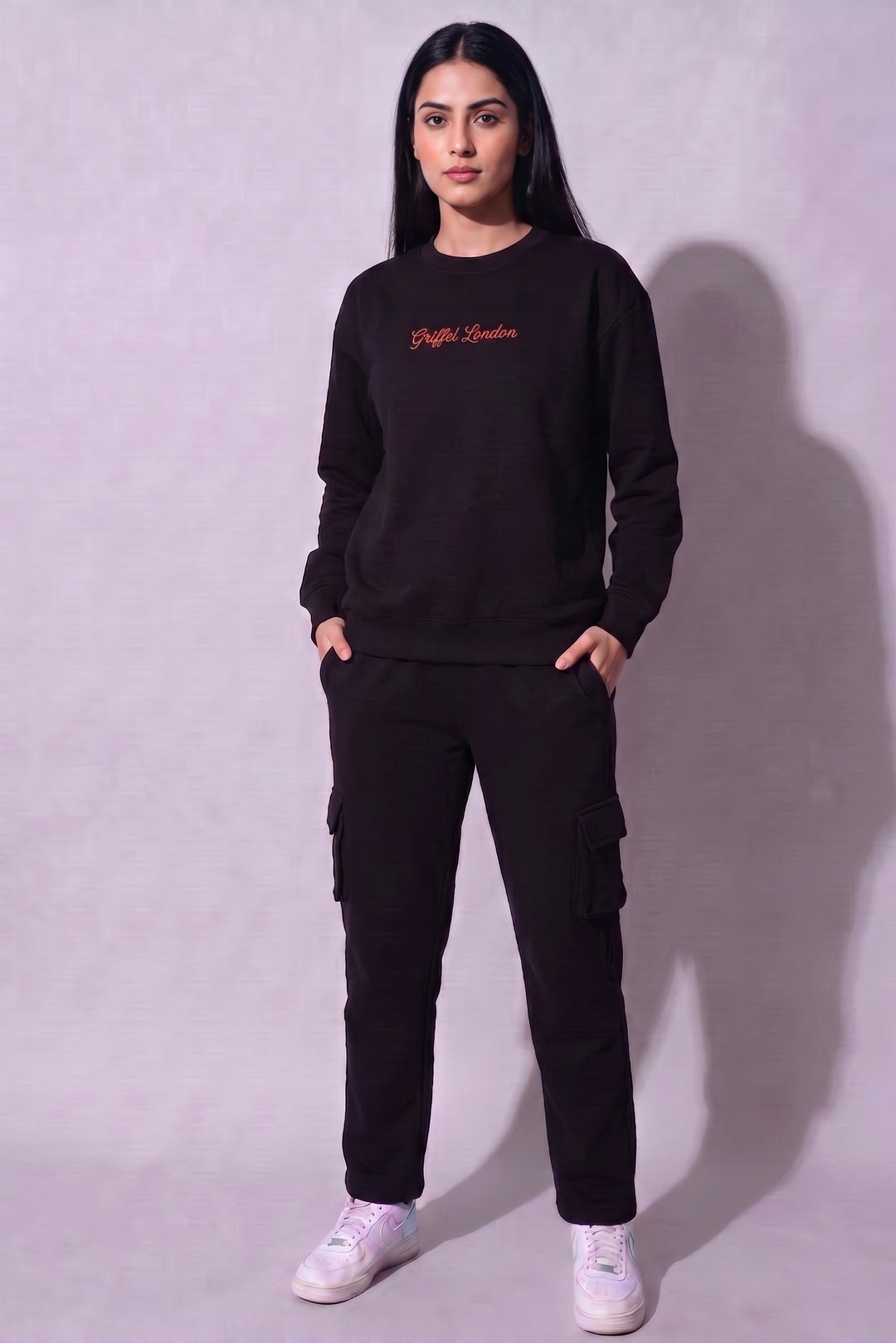 CALM WAVE Cotton Fleece Oversized Round Neck Sweatshirt For Women