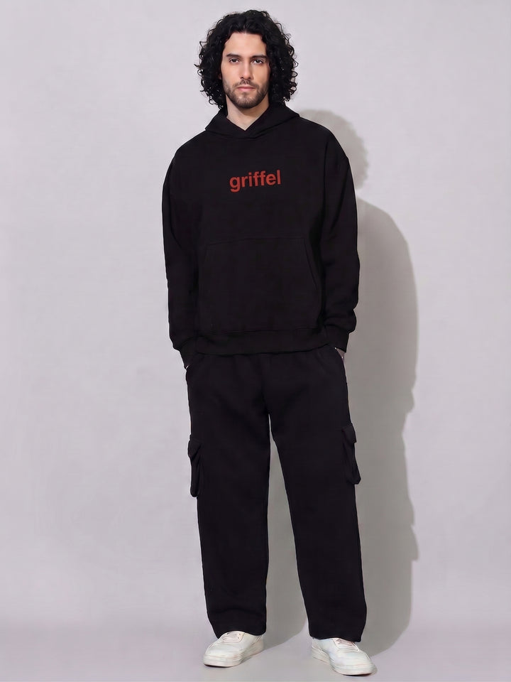 Pray For Cars Oversized cotton Fleece Black Hoodie