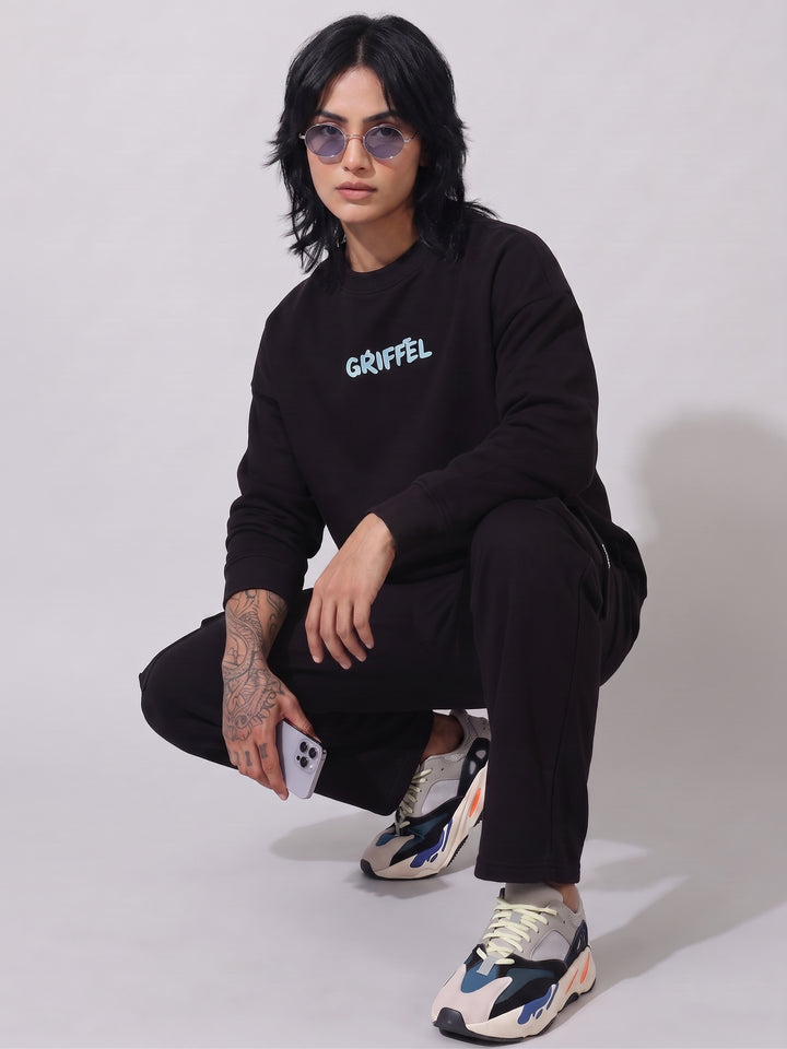 What The Fuck Is Matcha Cotton Fleece Oversized Round Neck Tracksuit For Women
