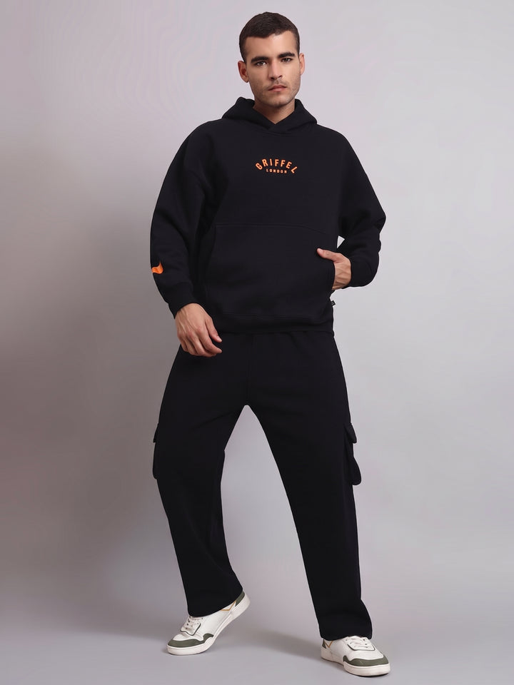 Back Griffel Orange Oversized cotton Fleece Hoodie