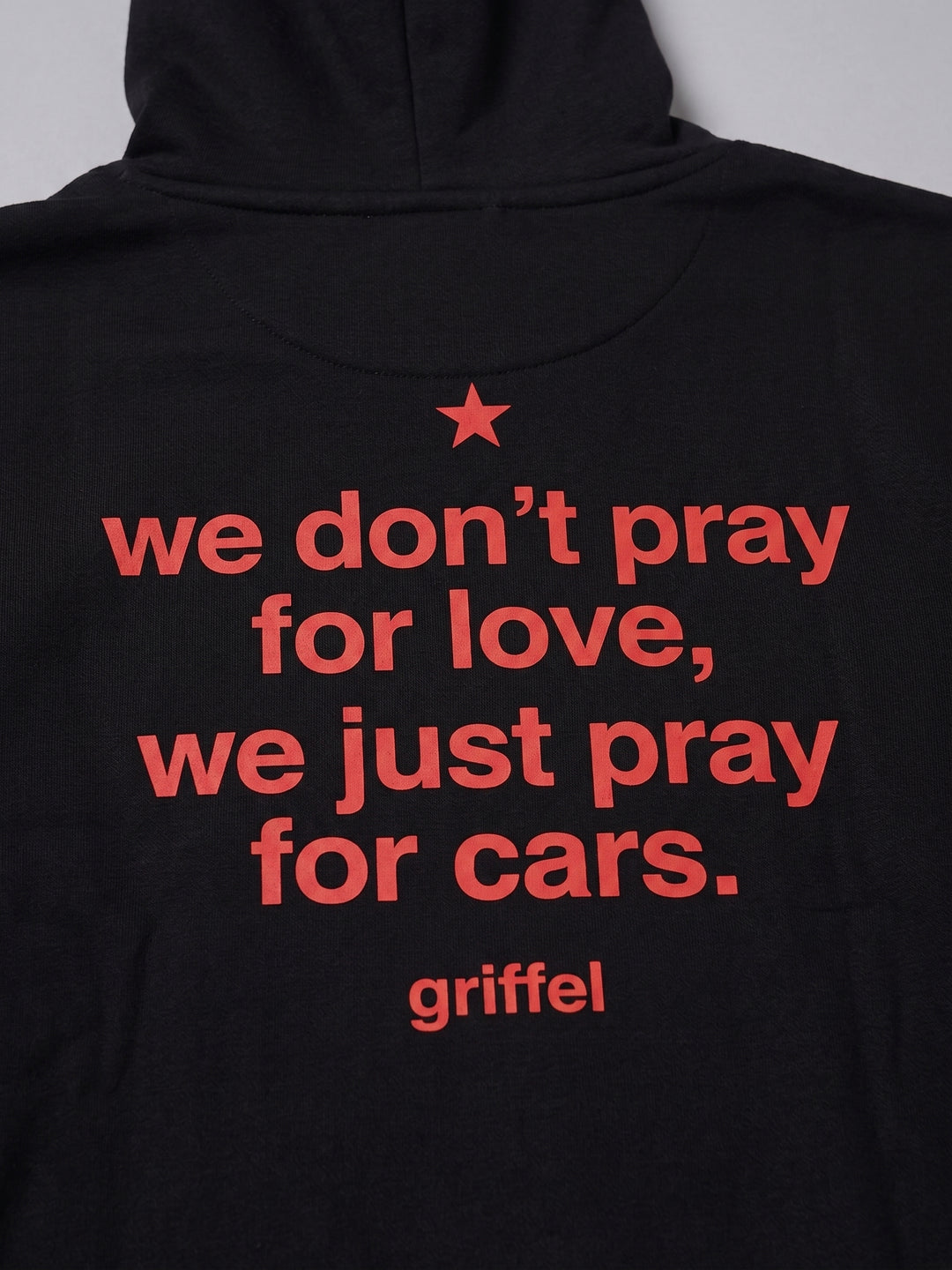 Pray For Cars Oversized cotton Fleece Black Hoodie