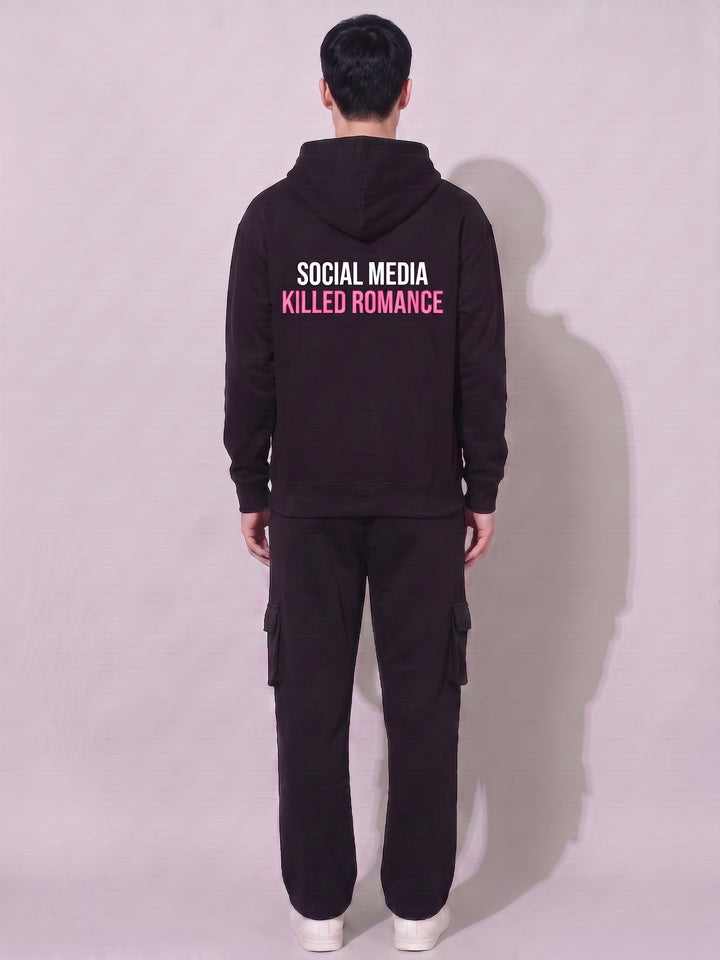 Social Media Killed Romance Oversized cotton Fleece Hoodie