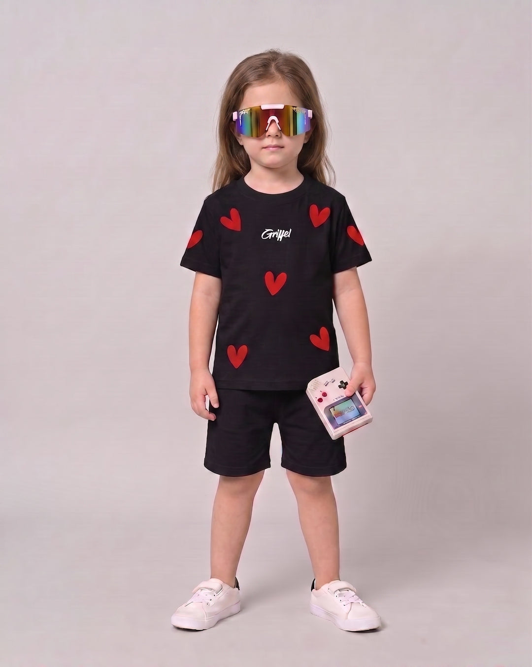 All over Hearts GIRLS OVERSIZED T-SHIRT AND SHORTS SET ♥️