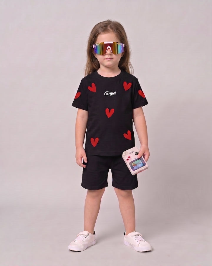 All over Hearts GIRLS OVERSIZED T-SHIRT AND SHORTS SET ♥️