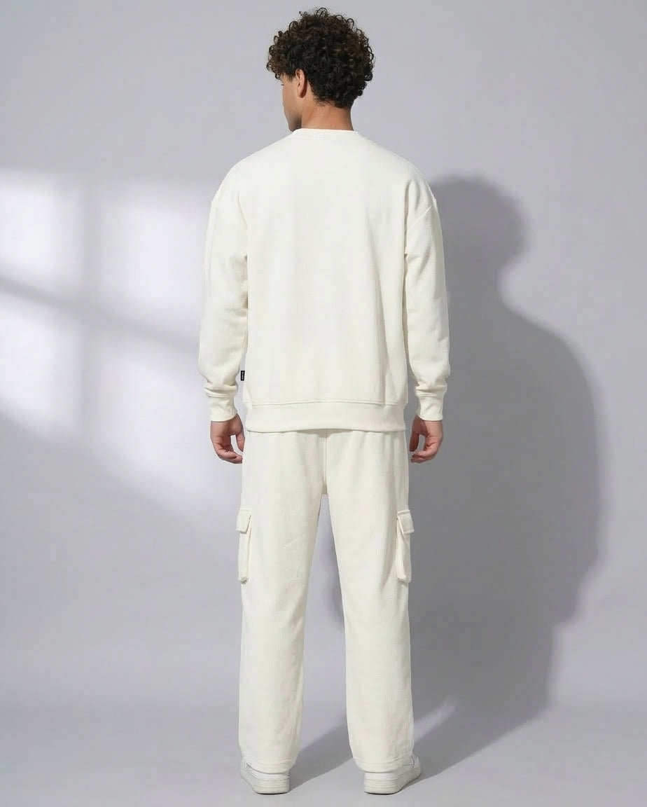 FUJI DRIFT Shot Oversized Cotton Fleece Off-White Sweatshirt