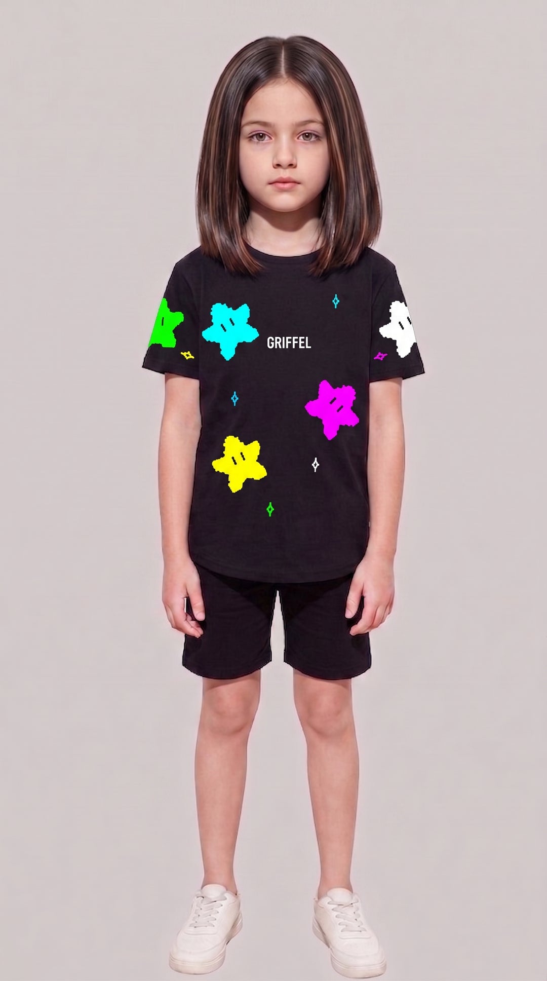 ALL OVER STARS GIRLS OVERSIZED T-SHIRT AND SHORTS SET ⭐️